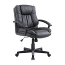 PU Leather Executive Office Chair Swivel Armchair PC Desk Computer Seat Height Adjustable (Black) Modern Racing Rolling-Black
