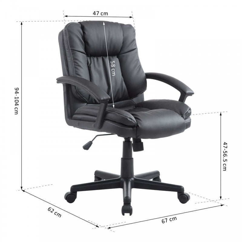 PU Leather Executive Office Chair Swivel Armchair PC Desk Computer Seat Height Adjustable (Black) Modern Racing Rolling-Black