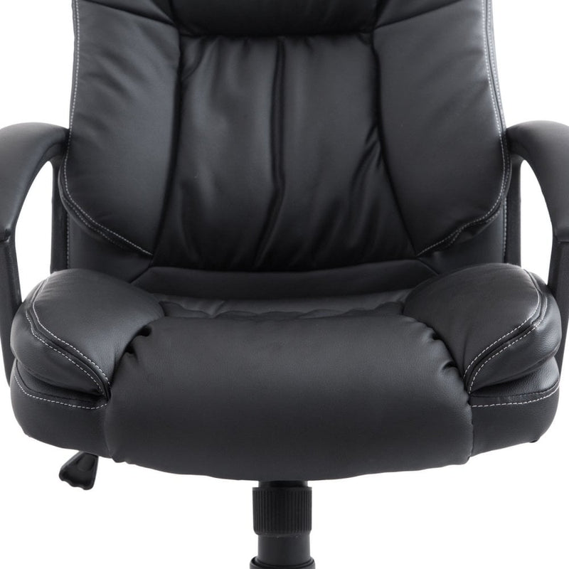 PU Leather Executive Office Chair Swivel Armchair PC Desk Computer Seat Height Adjustable (Black) Modern Racing Rolling-Black