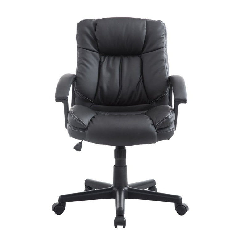 PU Leather Executive Office Chair Swivel Armchair PC Desk Computer Seat Height Adjustable (Black) Modern Racing Rolling-Black
