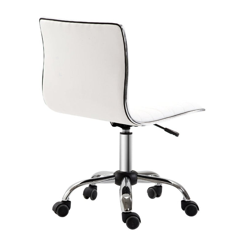 Armless Mid-Back Adjustable Office Chair with in PU Leather and Chrome Base-White