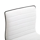 Armless Mid-Back Adjustable Office Chair with in PU Leather and Chrome Base-White