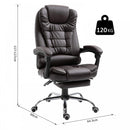 Recliner PU Office Chair Executive Leather High Back Swivel W/Footrest-Brown