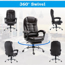 Recliner PU Office Chair Executive Leather High Back Swivel W/Footrest-Brown