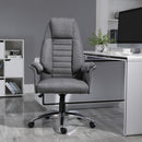 High Back Office Chair Home Computer Linen-Feel Fabric with Wheels, Double-Tier Armrest, Grey Armrest