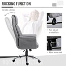 High Back Office Chair Home Computer Linen-Feel Fabric with Wheels, Double-Tier Armrest, Grey Armrest