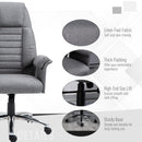 High Back Office Chair Home Computer Linen-Feel Fabric with Wheels, Double-Tier Armrest, Grey Armrest