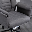 High Back Office Chair Home Computer Linen-Feel Fabric with Wheels, Double-Tier Armrest, Grey Armrest