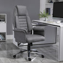 High Back Office Chair Home Computer Linen-Feel Fabric with Wheels, Double-Tier Armrest, Grey Armrest