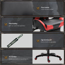 PU Leather Gaming Executive Office Chair Racing Swivel Recliner Ergonomic High Back Seat W/ Footrest-Red