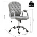 Vinsetto Velour Office Chair Diamante Tufted Padded Ergonomic 360 Swivel - Grey