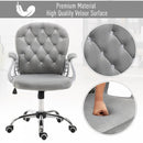 Vinsetto Velour Office Chair Diamante Tufted Padded Ergonomic 360 Swivel - Grey