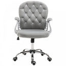 Vinsetto Velour Office Chair Diamante Tufted Padded Ergonomic 360 Swivel - Grey