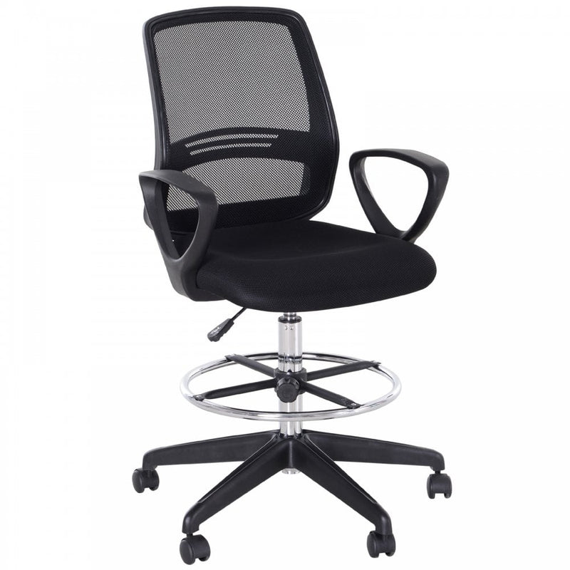 Vinsetto Tall Ergonomic Mesh Back Chair for Office Desk with Adjustable Height Footrest and 360 Swivel - Black