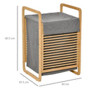 Bamboo Laundry Hamper Basket with Removable Fabric Liner for Bathroom Utility