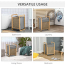 Bamboo Laundry Hamper Basket with Removable Fabric Liner for Bathroom Utility