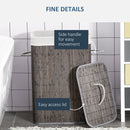 Bamboo Laundry Basket With Flip Lid And String Handles, Collapsible Hamper Removable Lining Board Base Foldable Water-Resistant Dirty Clothes Storage, Grey Handles Lining