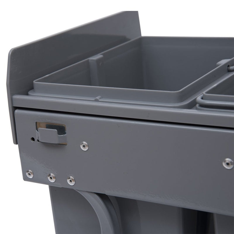 HOMCOM Kitchen Recycle Waste Bin Pull Out Soft Close Dustbin Recycling Cabinet Trash Can 40L - Grey