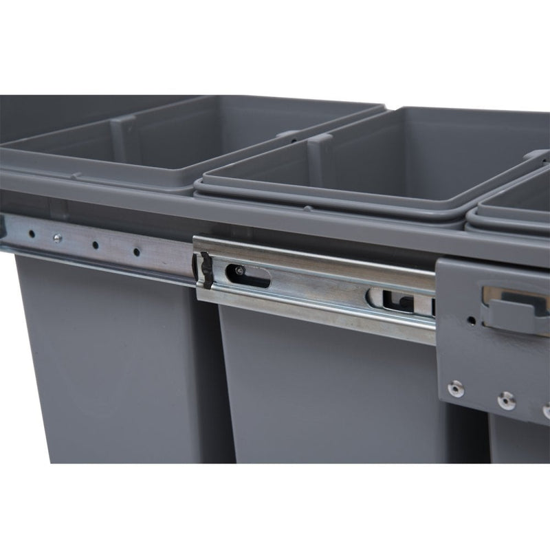 HOMCOM Kitchen Recycle Waste Bin Pull Out Soft Close Dustbin Recycling Cabinet Trash Can 40L - Grey