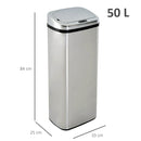 HOMCOM 50L Motion Sensor ABS Rubbish Bin Silver/Black