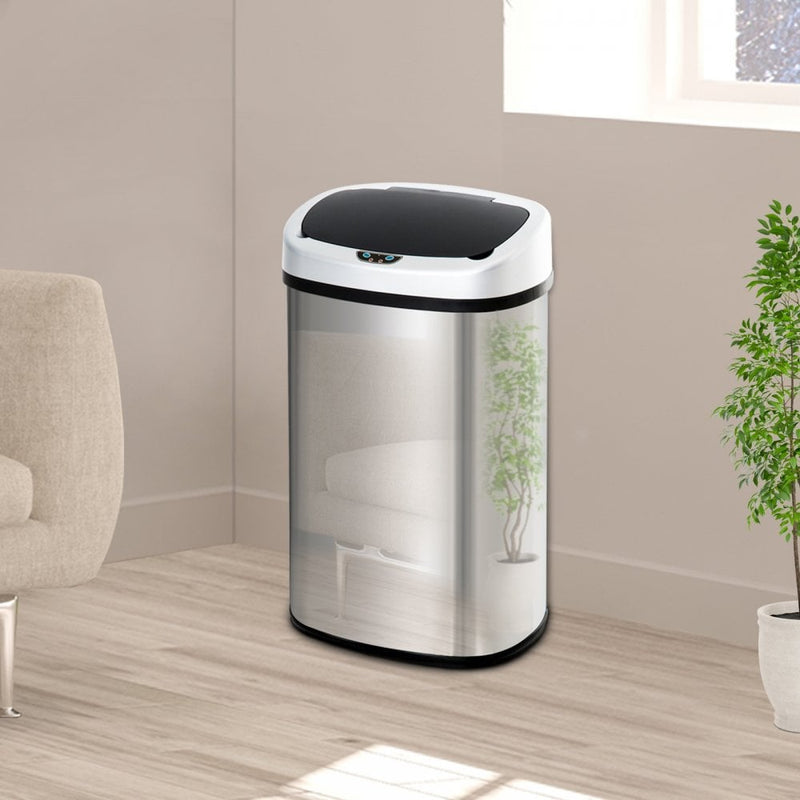 HOMCOM Sensor Dustbin Touchless Trash Can Automatic Garbage Bin Mirror Stainless Steel 48L