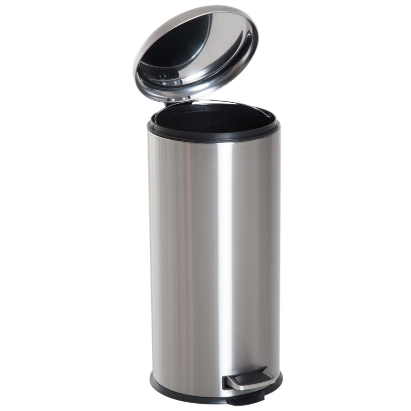 HOMCOM 30L Pedal Bin, 29.2 cm-Black/Silver