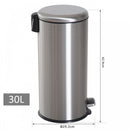 HOMCOM 30L Pedal Bin, 29.2 cm-Black/Silver