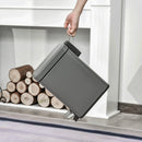 HOMCOM 5L Steel Step Trash Can With Quiet-Closed Lid, Silent And Gentle Open, Oversized Pedal, Back Pull Ring, For Living Room, Kitchen, Dorm, Office Bin Open