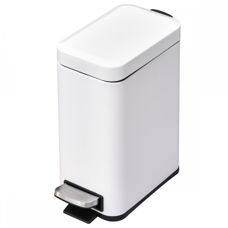 HOMCOM 5L Rectangular Steel Pedal Bin White