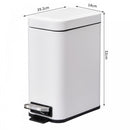 HOMCOM 5L Rectangular Steel Pedal Bin White