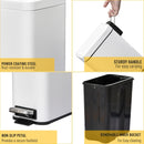 HOMCOM 5L Rectangular Steel Pedal Bin White