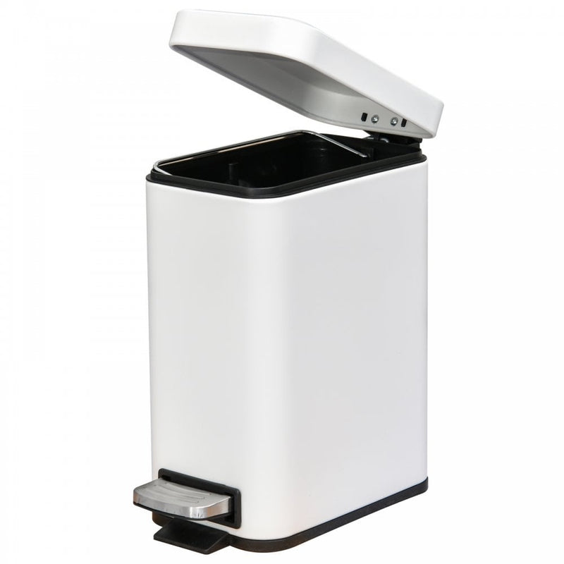 HOMCOM 5L Rectangular Steel Pedal Bin White