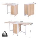 Drop Leaf Table Folding Computer Desk Workstation for Small Space W/ 2 Storage Shelves Cubes-Oak/White Colour
