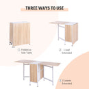 Drop Leaf Table Folding Computer Desk Workstation for Small Space W/ 2 Storage Shelves Cubes-Oak/White Colour