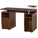 Computer Desk Office PC Table Workstation with  Keyboard Tray, CPU Shelf, Drawers, Sliding Scanner Shelf, Walnut Brown w/ Drawer