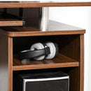 Computer Desk Office PC Table Workstation with  Keyboard Tray, CPU Shelf, Drawers, Sliding Scanner Shelf, Walnut Brown w/ Drawer