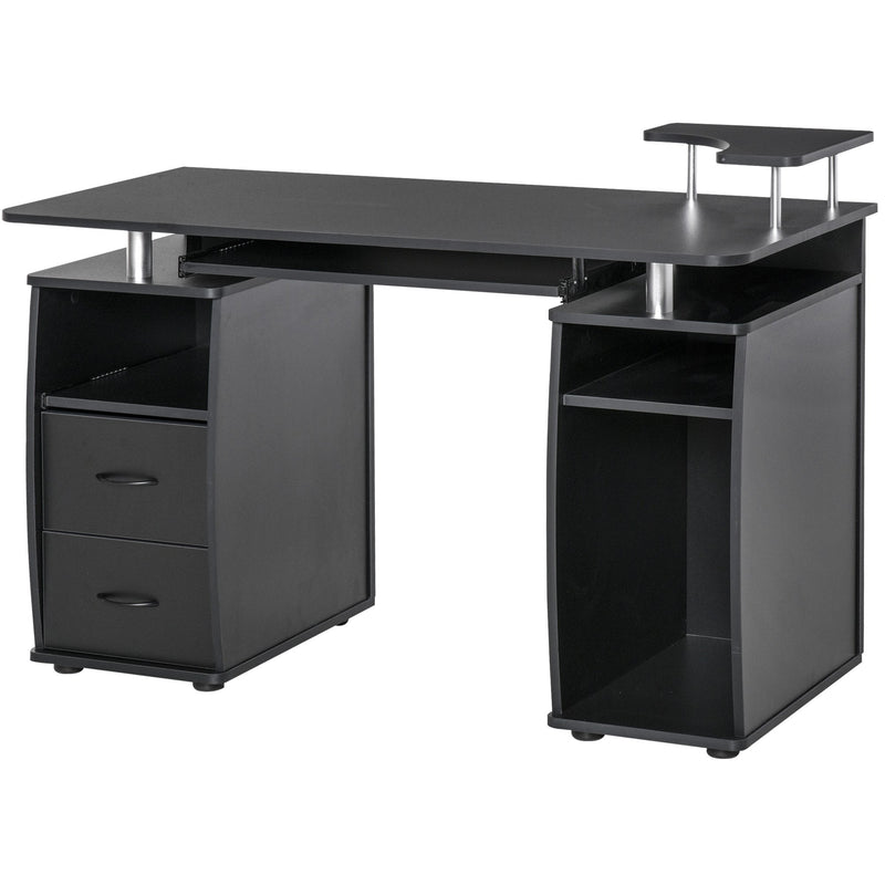 120L x 55W x 85H cm Computer Desk Office PC Table Workstation with  Keyboard Tray, CPU Shelf, Drawers, Sliding Scanner Shelf, Black