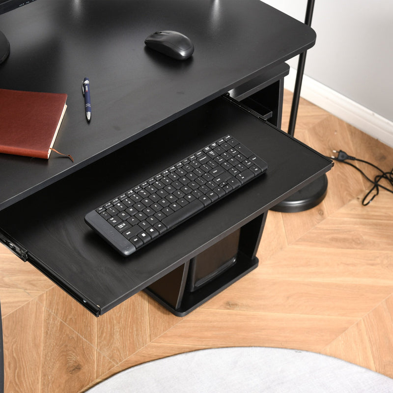 120L x 55W x 85H cm Computer Desk Office PC Table Workstation with  Keyboard Tray, CPU Shelf, Drawers, Sliding Scanner Shelf, Black