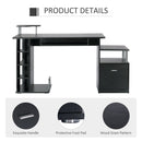 Computer Desk Workstation Wood Laptop Table W/Drawer Shelves - Black