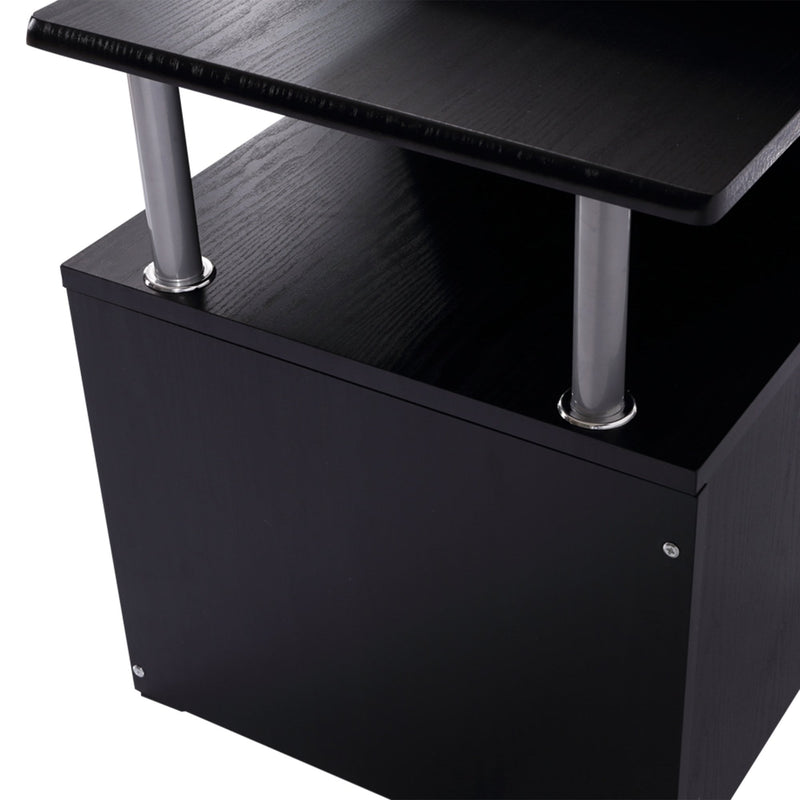 Computer Desk Workstation Wood Laptop Table W/Drawer Shelves - Black