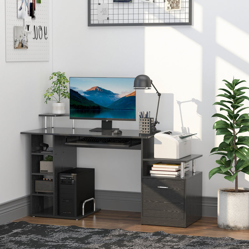 Computer Desk Workstation Wood Laptop Table W/Drawer Shelves - Black