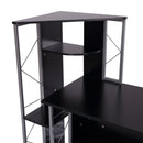133L x 55W x 123H cm Multi-Level Steel Wood Computer Workstation Desk With Shelves And Drawers, Black