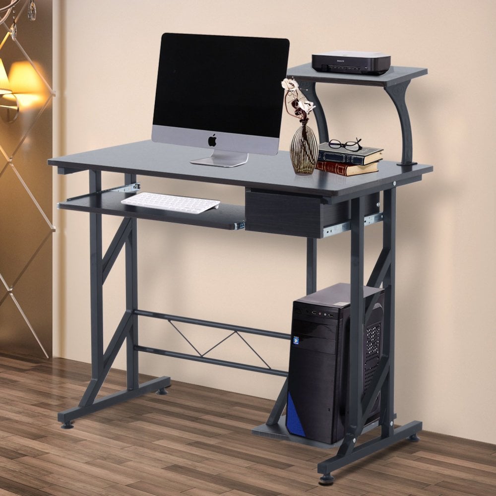 Compact Computer Desk Sliding Keyboard Tray Drawer Host Box Shelf Home