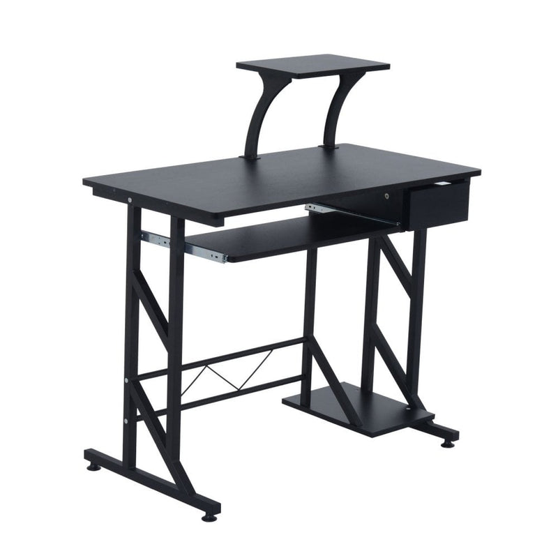Black computer desk store with keyboard tray
