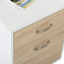 White And Wood Desk Wooden Computer Desk 140Lx55Dx92H Cm Modern Home Office Writing Workstation Furniture Printer Shelf Rack Storage Drawer & Shelves