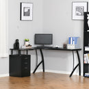 L-Shaped Computer Desk Table with Storage Drawer Home Office Corner Industrial Style Workstation, Black