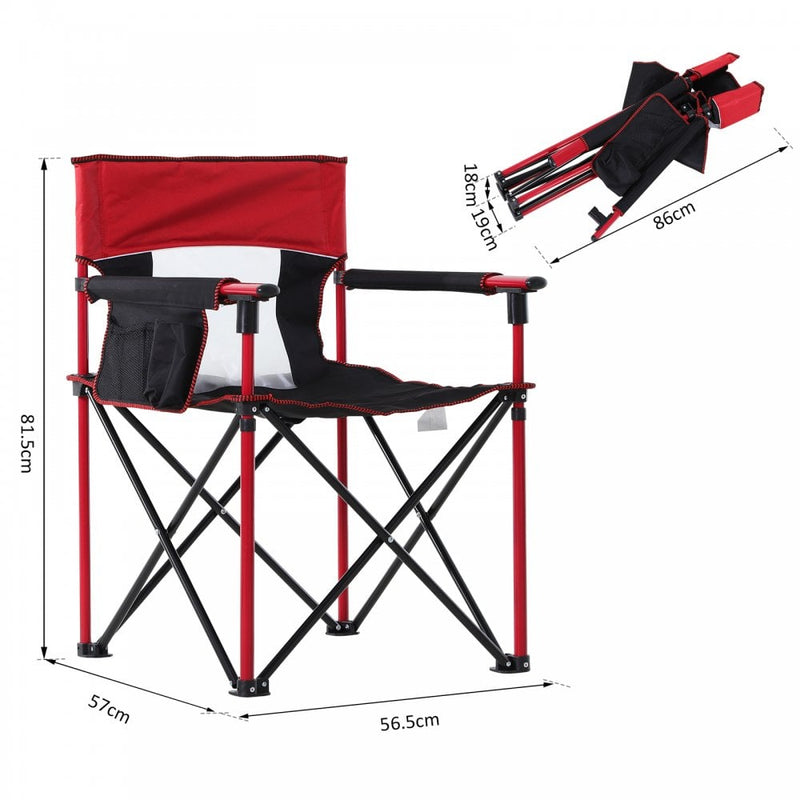 Outsunny Metal Frame Sponge Padded Folding Camping Chair w/ Pockets Red