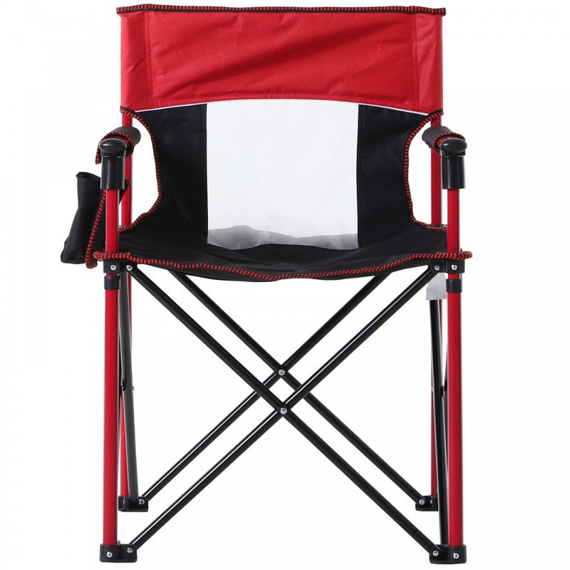 Outsunny Metal Frame Sponge Padded Folding Camping Chair w/ Pockets Red