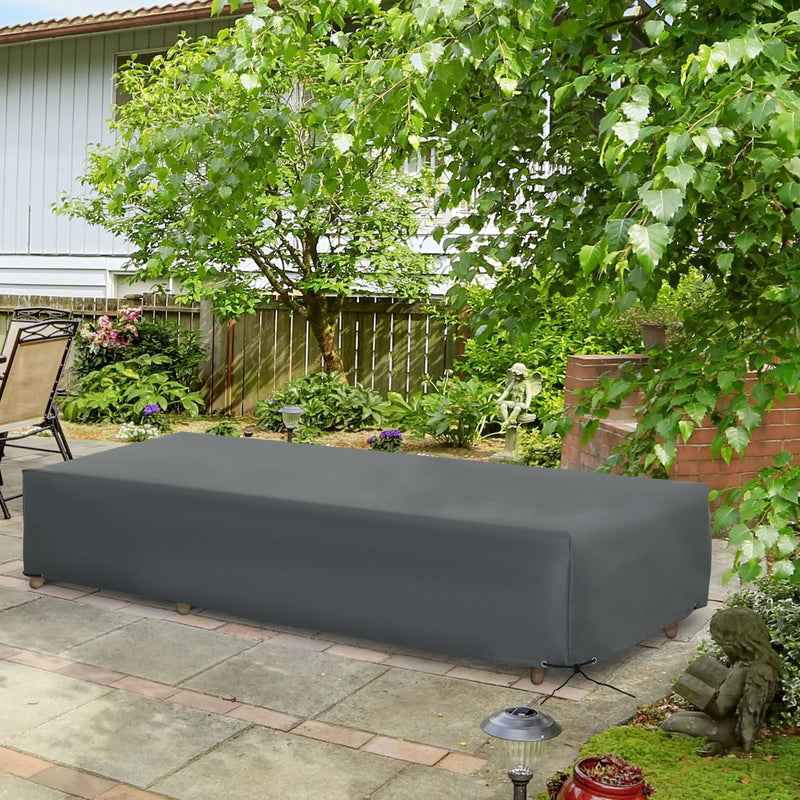 Outsunny 200x73cm Outdoor & Garden Furniture Rectangular Cover Water UV Resistant Protection Oxford Fabric Rattan Lounge Clean Cover Grey Protective