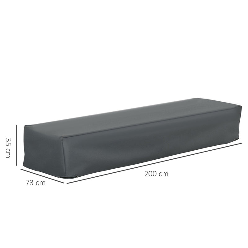 Outsunny 200x73cm Outdoor & Garden Furniture Rectangular Cover Suitable for sunbed Water UV Resistant Protection Oxford Fabric Rattan Lounge Clean Cover Grey Protective